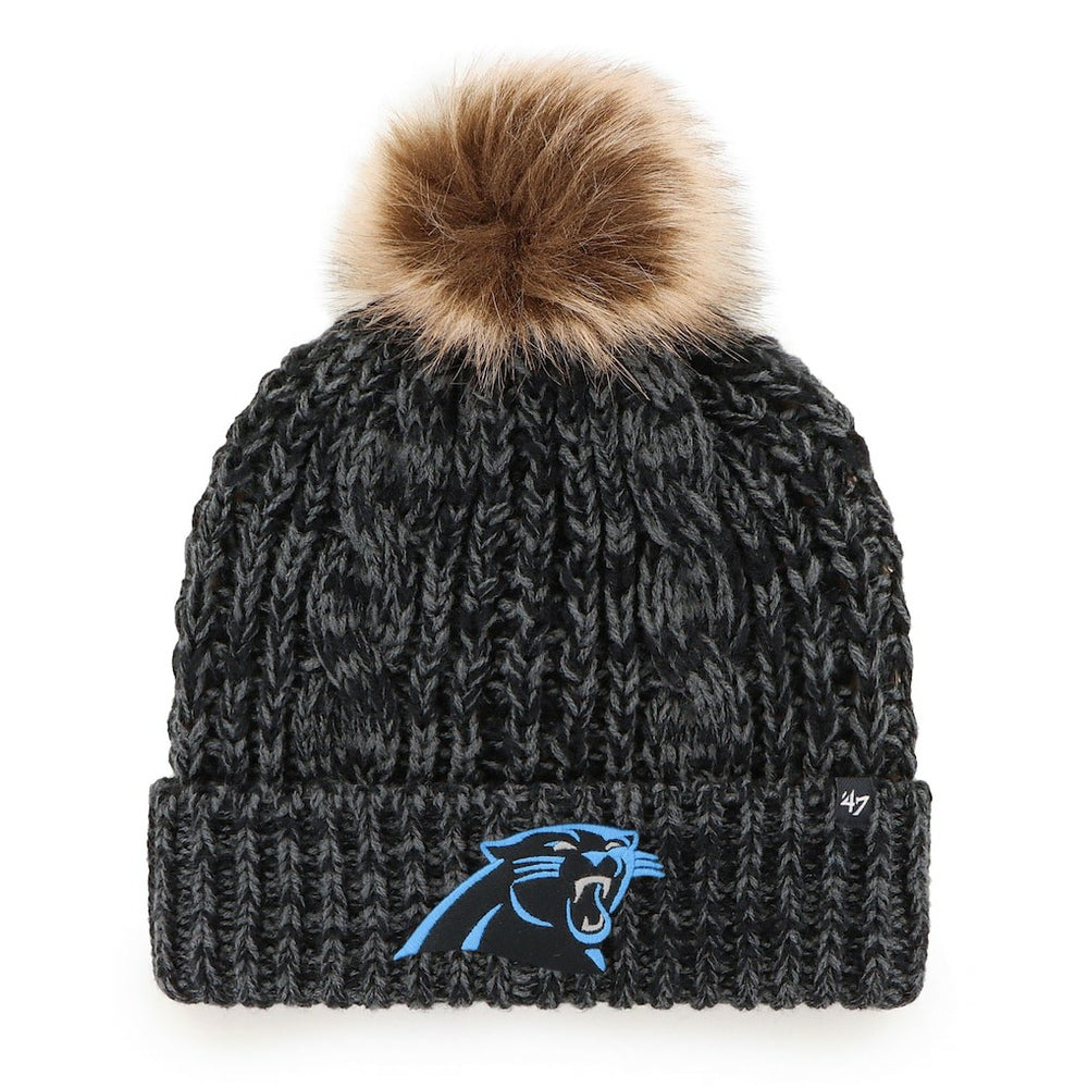 47 brand Carolina Panthers '47 Women's Meeko Cuffed Knit Hat with Pom Black