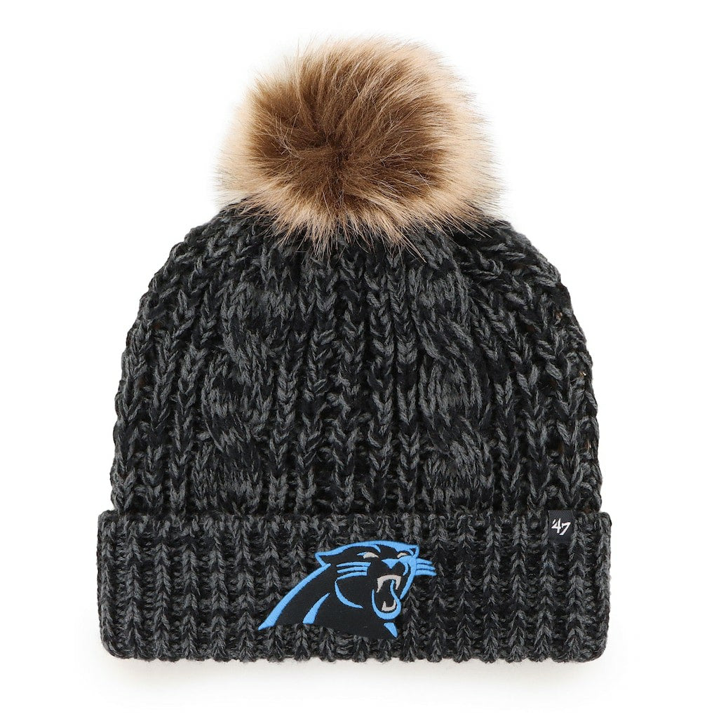 47 brand Carolina Panthers '47 Women's Meeko Cuffed Knit Hat with Pom Black