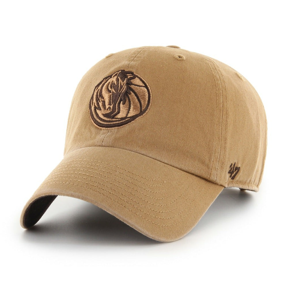 Dallas Mavericks '47 Ballpark Clean Up Adjustable Hat for sale Tan | 47 brand Lifestyle