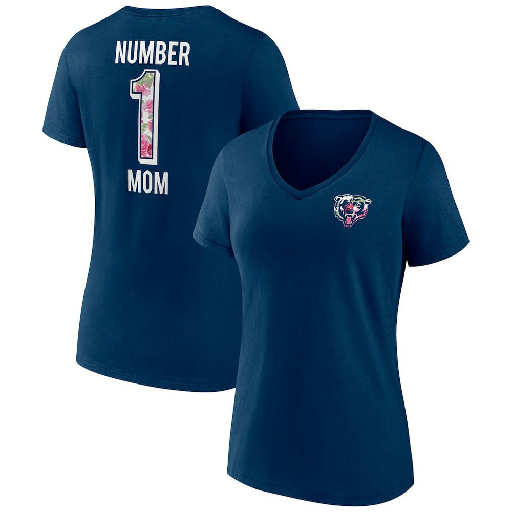 Fanatics Chicago Bears Women's Plus Size Mother's Day #1 Mom V-Neck T-Shirt Navy