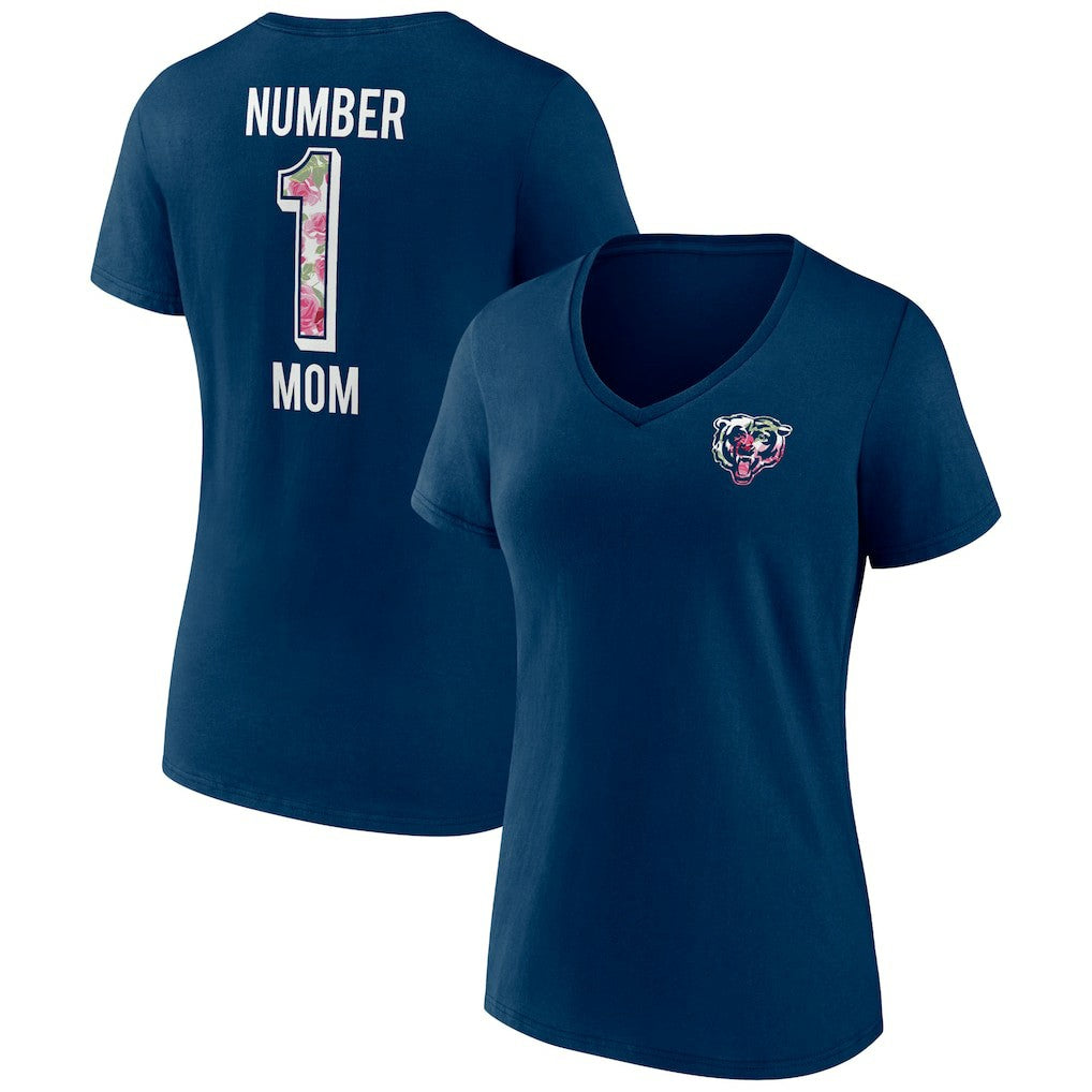 Fanatics Chicago Bears Women's Plus Size Mother's Day #1 Mom V-Neck T-Shirt Navy