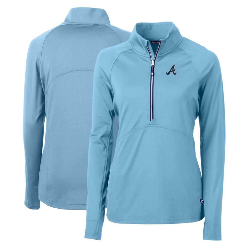 Atlanta Braves Cutter & Buck Women's Adapt Eco Knit Stretch Recycled Half-Zip Pullover Top - Light Blue - MLB Online
