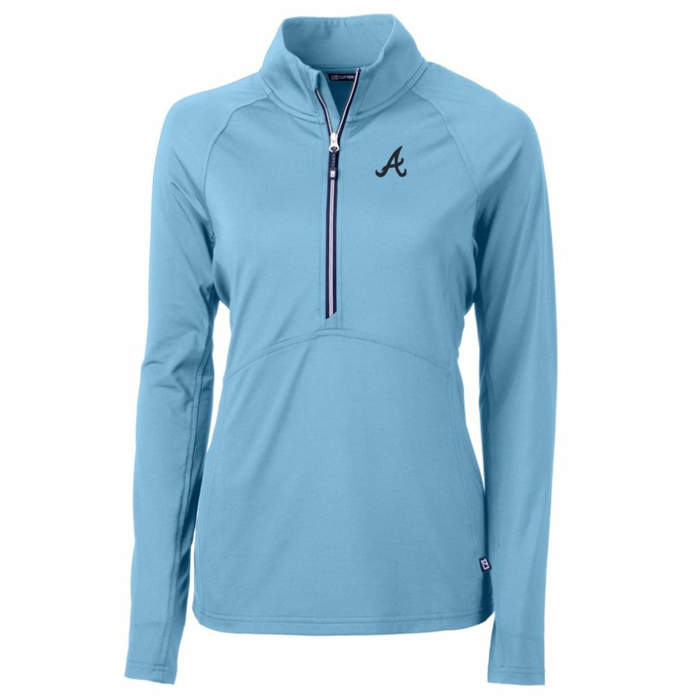 Atlanta Braves Cutter & Buck Women's Adapt Eco Knit Stretch Recycled Half-Zip Pullover Top - Light Blue - MLB Online