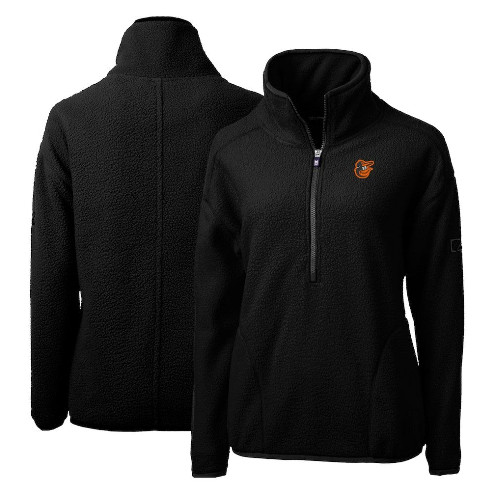 Baltimore Orioles Cutter & Buck Women's Cascade Eco Sherpa Fleece Quarter-Zip Pullover Jacket - Black - MLB Sale