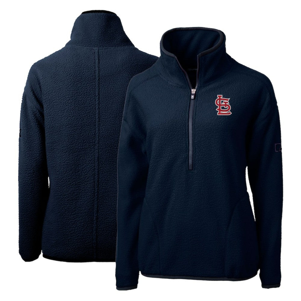 St. Louis Cardinals Cutter & Buck Women's Cascade Eco Sherpa Fleece Quarter-Zip Pullover Jacket - Navy - MLB Sale