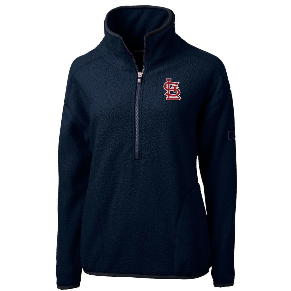 St. Louis Cardinals Cutter & Buck Women's Cascade Eco Sherpa Fleece Quarter-Zip Pullover Jacket - Navy - MLB Sale
