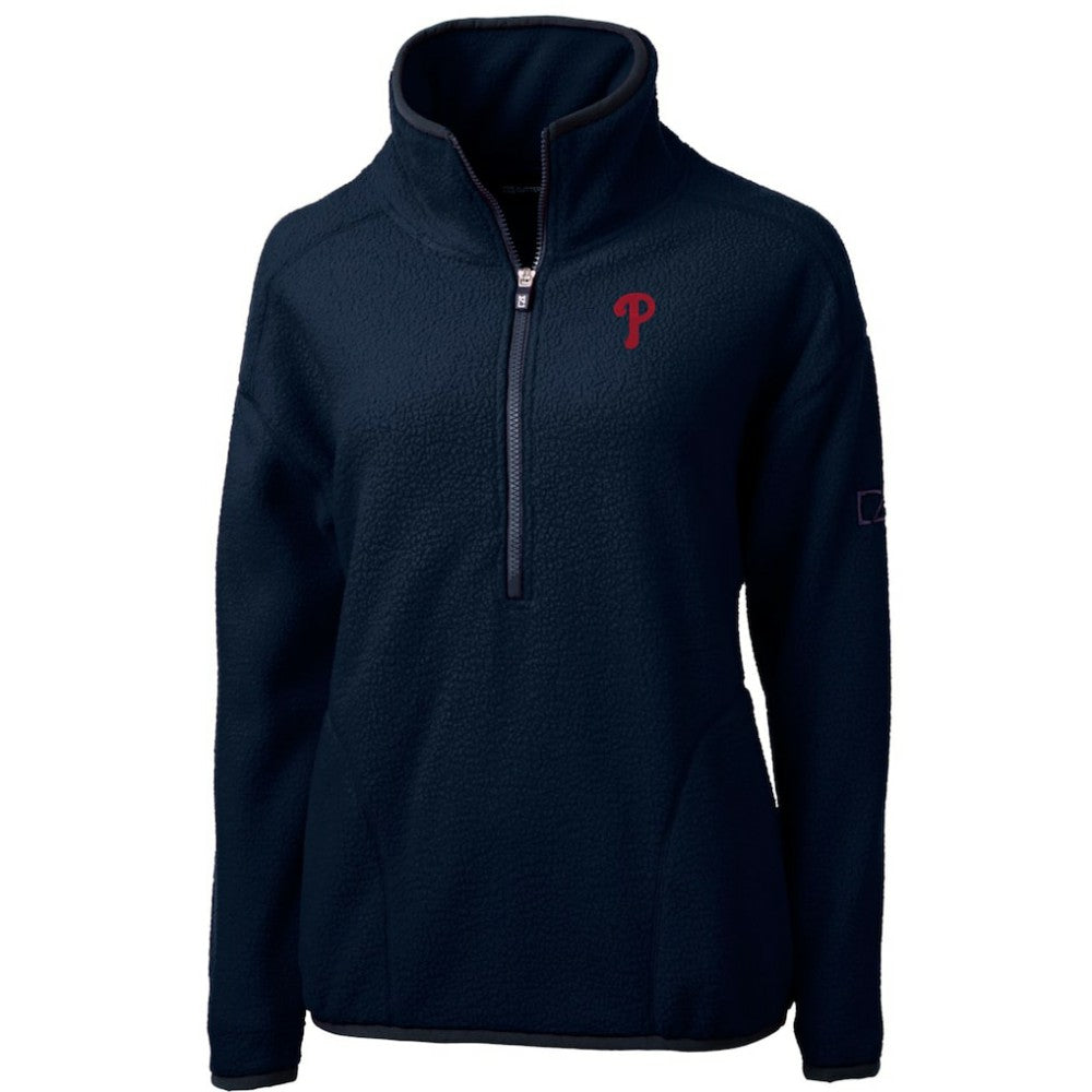 Philadelphia Phillies Cutter & Buck Women's Cascade Eco Sherpa Fleece Quarter-Zip Pullover Jacket - Navy - MLB Online