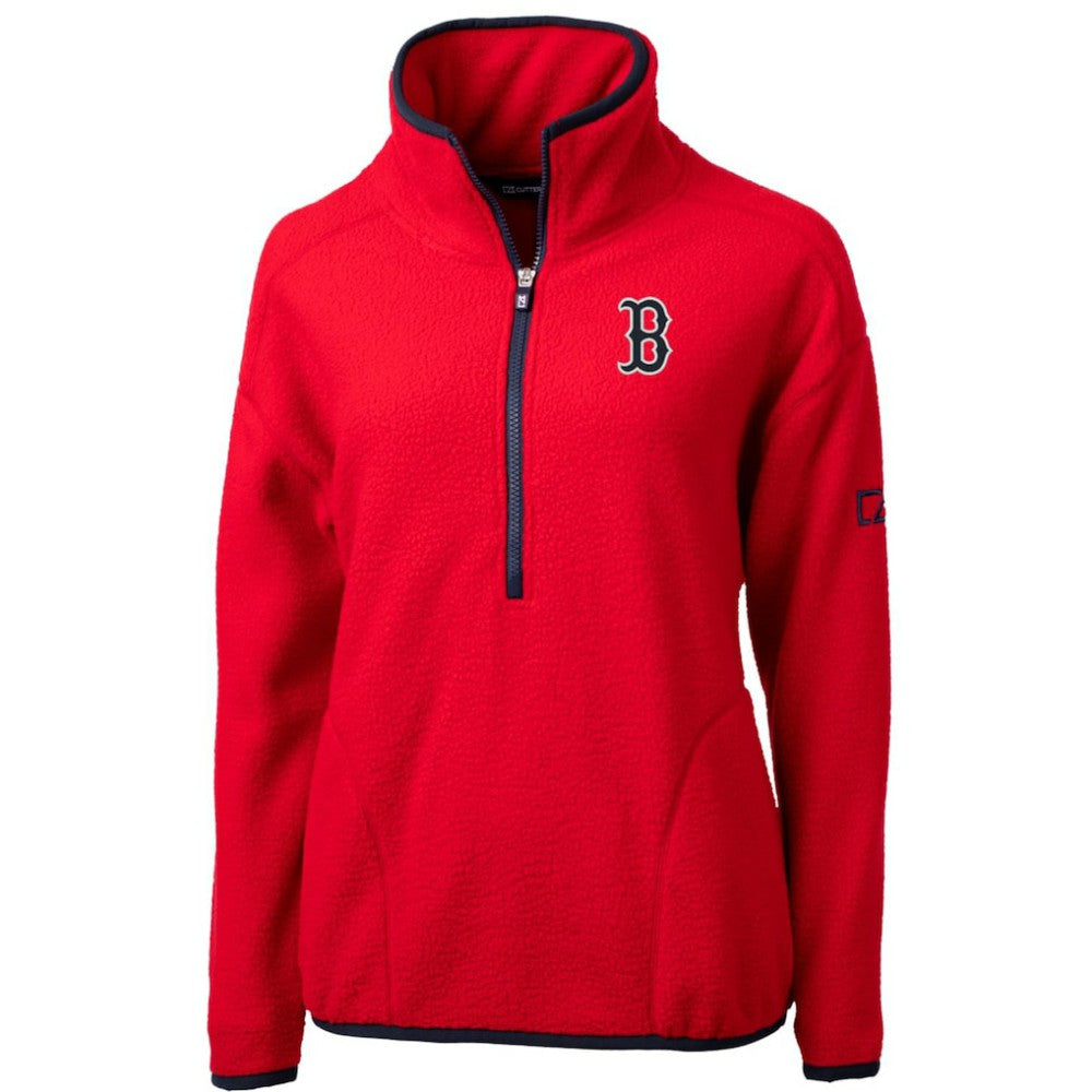 Boston Red Sox Cutter & Buck Women's Cascade Eco Sherpa Fleece Quarter-Zip Pullover Jacket - Red - MLB on Sale
