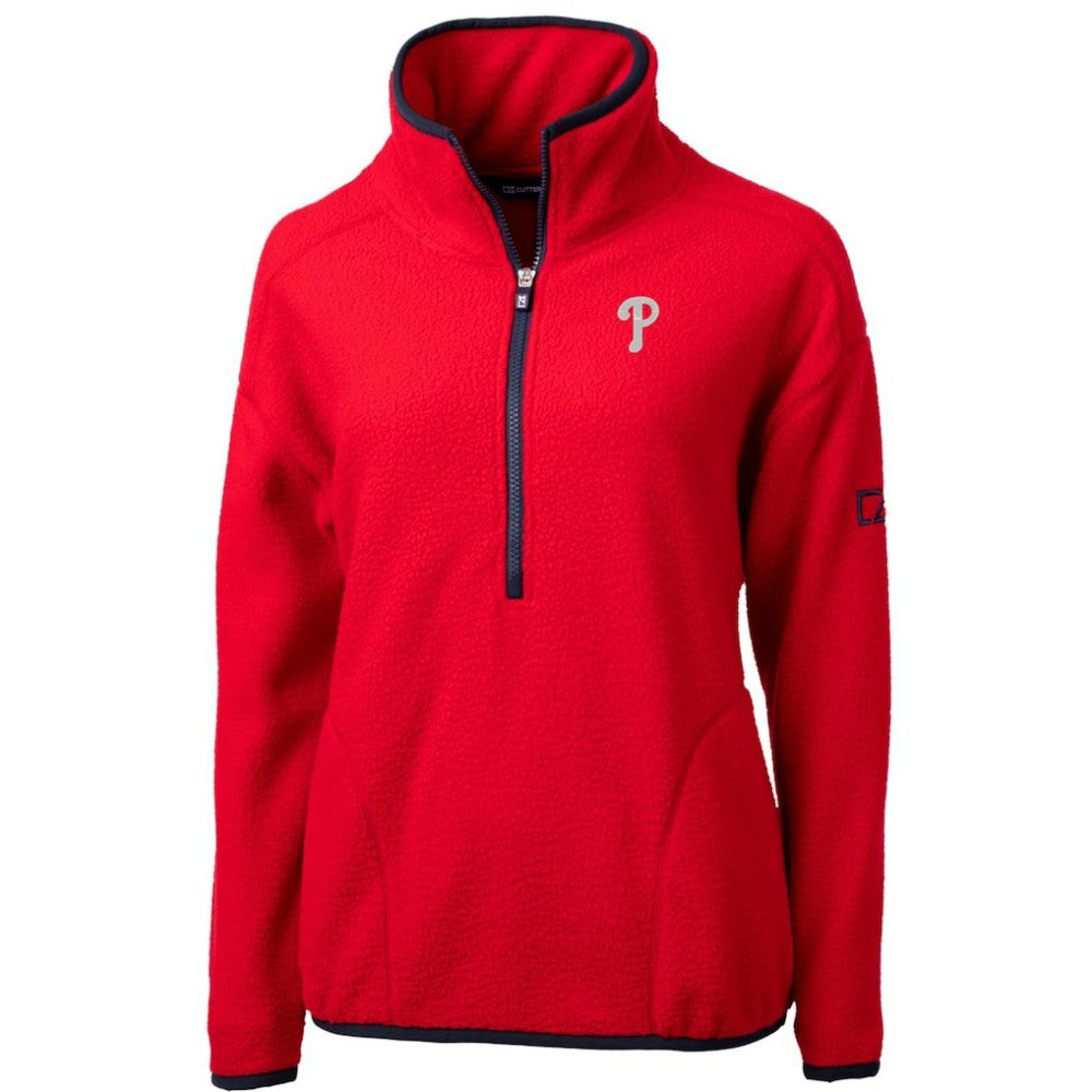Philadelphia Phillies Cutter & Buck Women's Cascade Eco Sherpa Fleece Quarter-Zip Pullover Jacket - Red - MLB Online