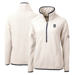 Detroit Tigers Cutter & Buck Women's Cascade Eco Sherpa Fleece Quarter-Zip Pullover Jacket - White/Navy - MLB Sale