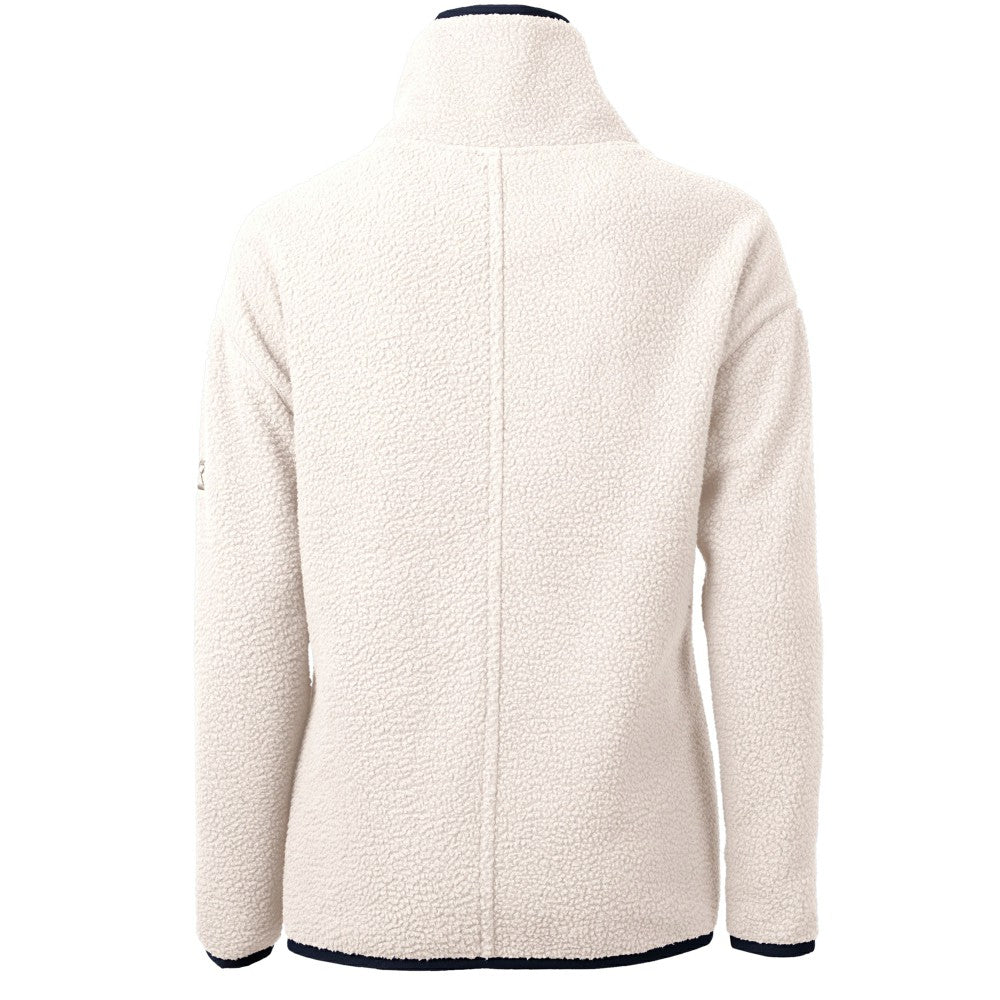 Cleveland Guardians Cutter & Buck Women's Cascade Eco Sherpa Fleece Quarter-Zip Pullover Jacket - White/Navy - MLB Sale