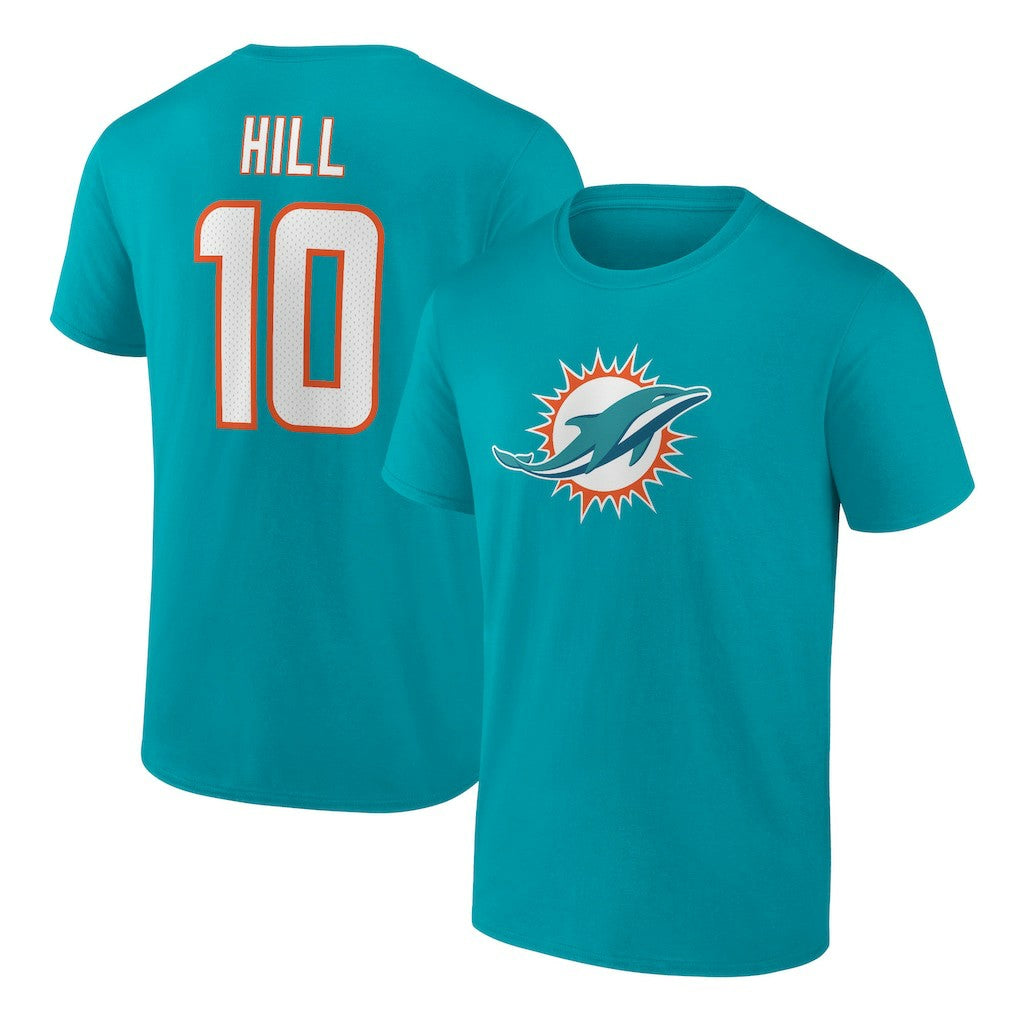 Fanatics Tyreek Hill Miami Dolphins Player Icon Name & Number T-Shirt Aqua
