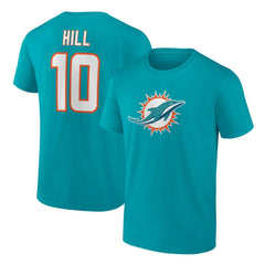 Fanatics Tyreek Hill Miami Dolphins Player Icon Name & Number T-Shirt Aqua