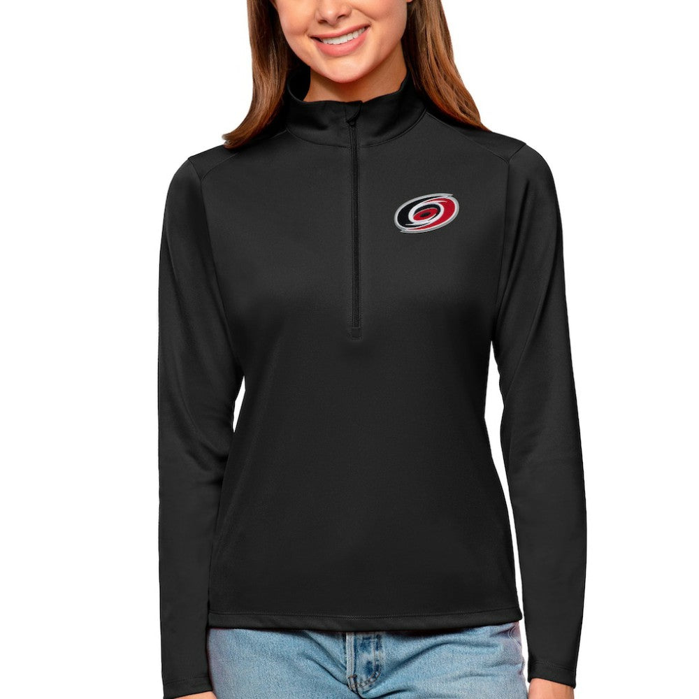 Carolina Hurricanes Antigua Women's Tribute Quarter-Zip Pullover Top - Black - NHL 4807553