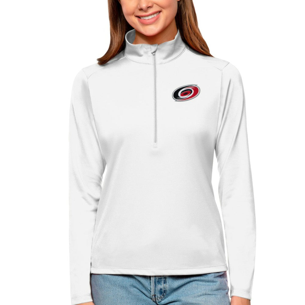 Carolina Hurricanes Antigua Women's Tribute Quarter-Zip Pullover Top - White - NHL 4807556