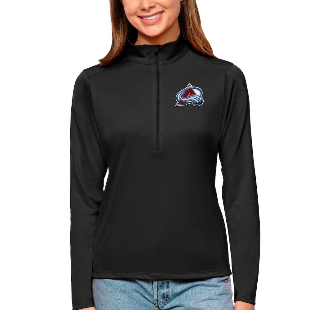 Colorado Avalanche Antigua Women's Tribute Quarter-Zip Pullover Top - Black - NHL 4807561