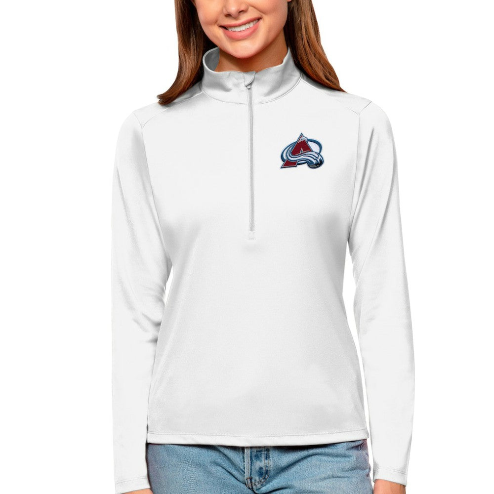 Colorado Avalanche Antigua Women's Tribute Quarter-Zip Pullover Top - White - NHL 4807565