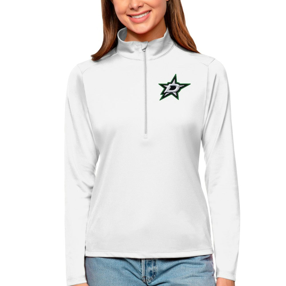 Dallas Stars Antigua Women's Tribute Quarter-Zip Pullover Top - White - NHL 4807574