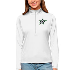 Dallas Stars Antigua Women's Tribute Quarter-Zip Pullover Top - White - NHL 4807574