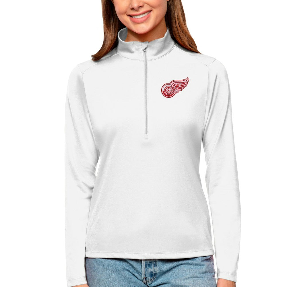 Detroit Red Wings Antigua Women's Tribute Quarter-Zip Pullover Top - White - NHL 4807578