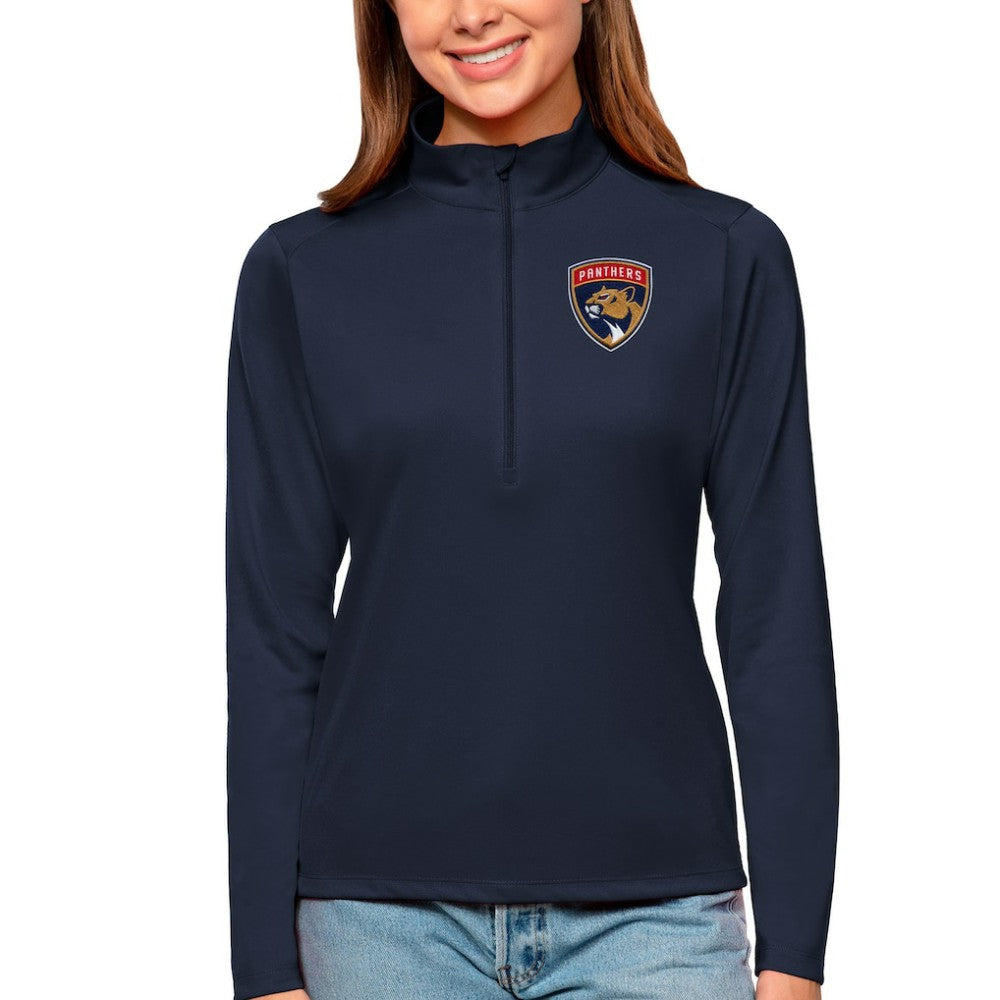 Florida Panthers Antigua Women's Tribute Quarter-Zip Pullover Top - Navy - NHL 4807586