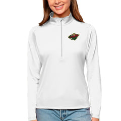 Minnesota Wild Antigua Women's Tribute Quarter-Zip Pullover Top - White - NHL 4807596