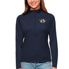 Nashville Predators Antigua Women's Tribute Quarter-Zip Pullover Top - Navy - NHL 4807605