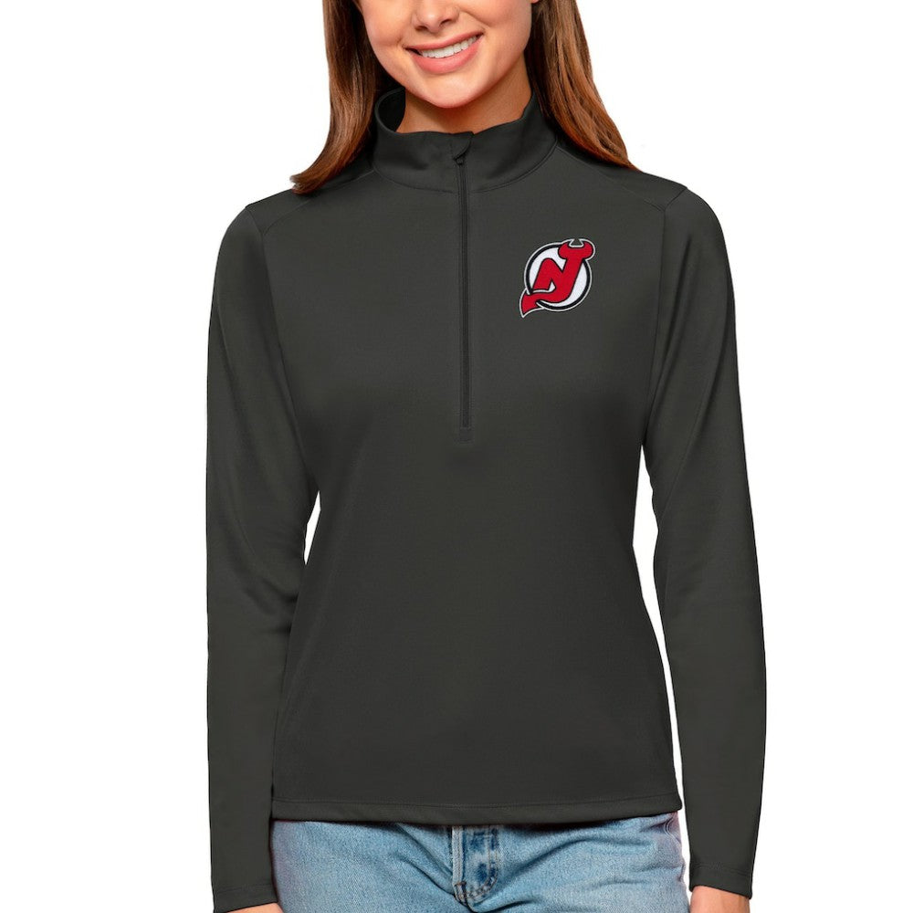 New Jersey Devils Antigua Women's Tribute Quarter-Zip Pullover Top - Charcoal - NHL 4807608