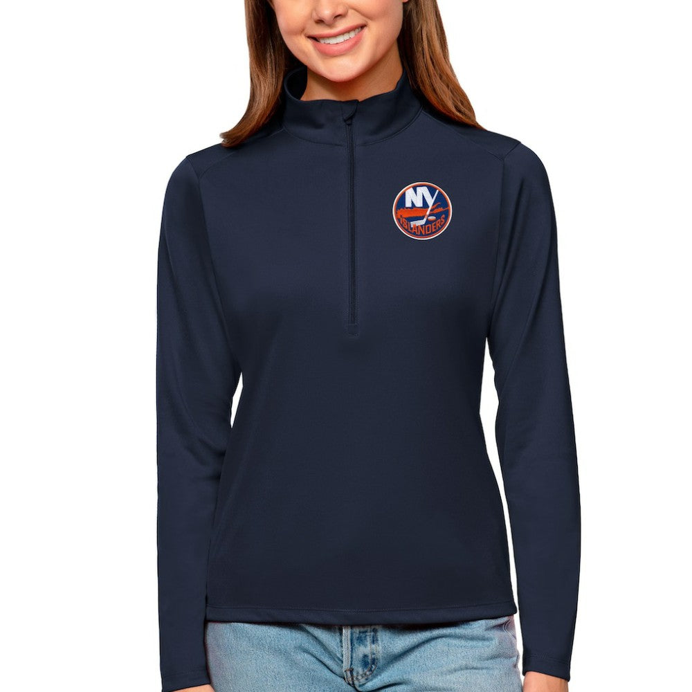 New York Islanders Antigua Women's Tribute Quarter-Zip Pullover Top - Navy - NHL 4807613