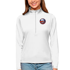 New York Islanders Antigua Women's Tribute Quarter-Zip Pullover Top - White - NHL 4807616