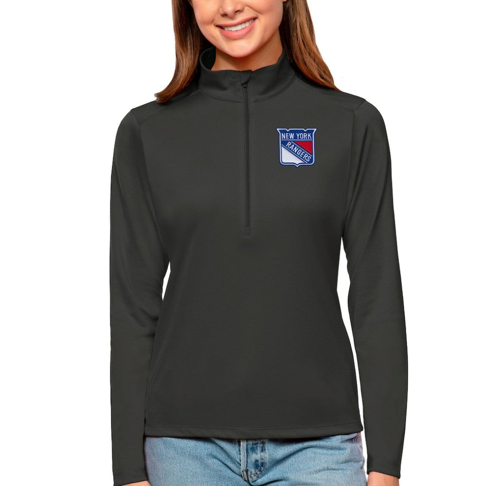New York Rangers Antigua Women's Tribute Quarter-Zip Pullover Top - Charcoal - NHL 4807618
