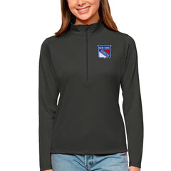 New York Rangers Antigua Women's Tribute Quarter-Zip Pullover Top - Charcoal - NHL 4807618
