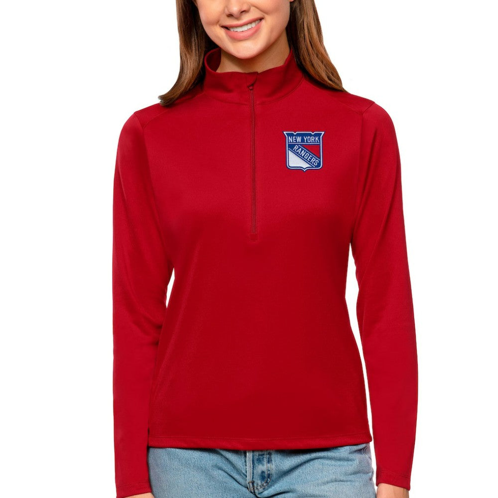New York Rangers Antigua Women's Tribute Quarter-Zip Pullover Top - Red - NHL 4807620