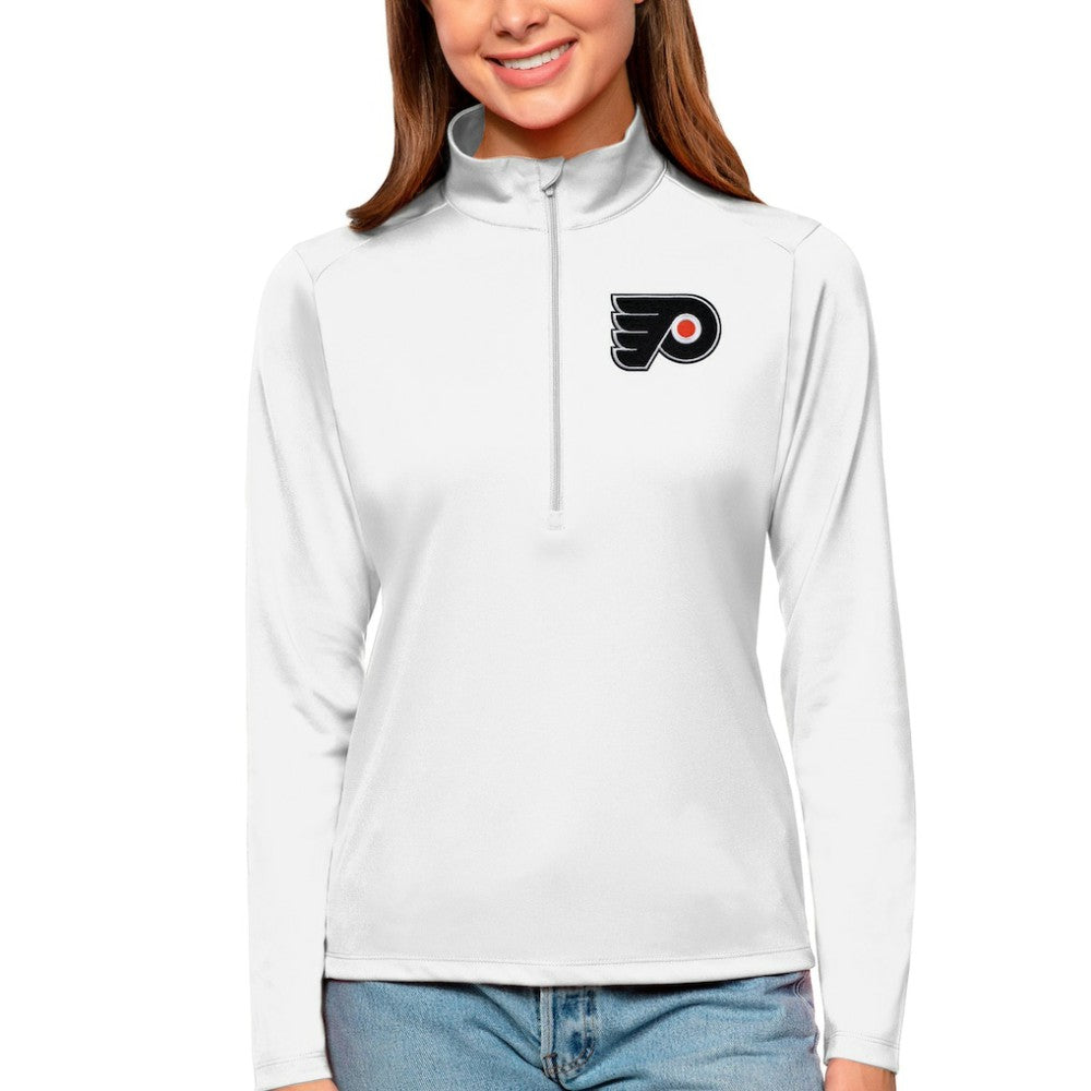 Philadelphia Flyers Antigua Women's Tribute Quarter-Zip Pullover Top - White - NHL 4807630