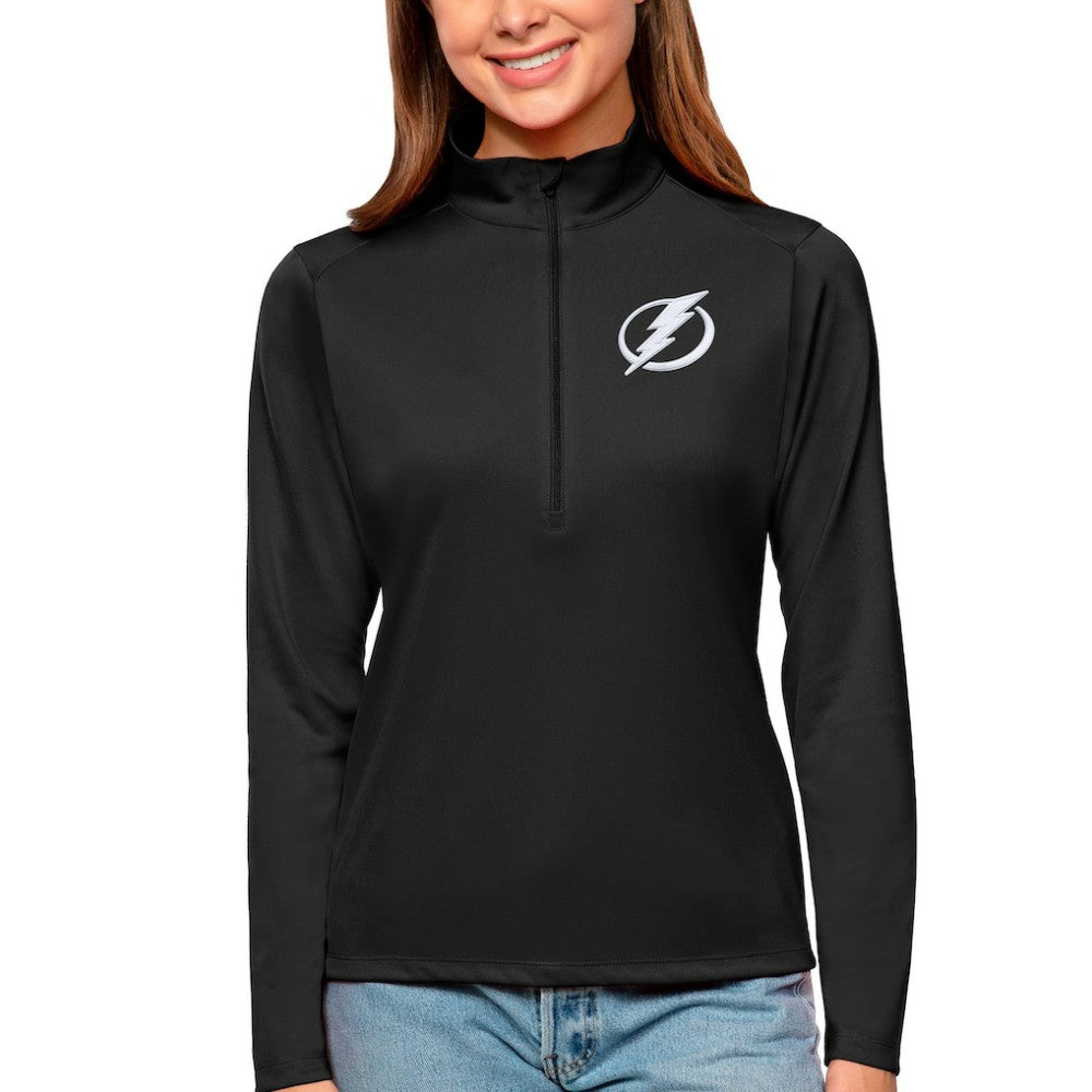 Tampa Bay Lightning Antigua Women's Tribute Quarter-Zip Pullover Top - Black - NHL 4807646