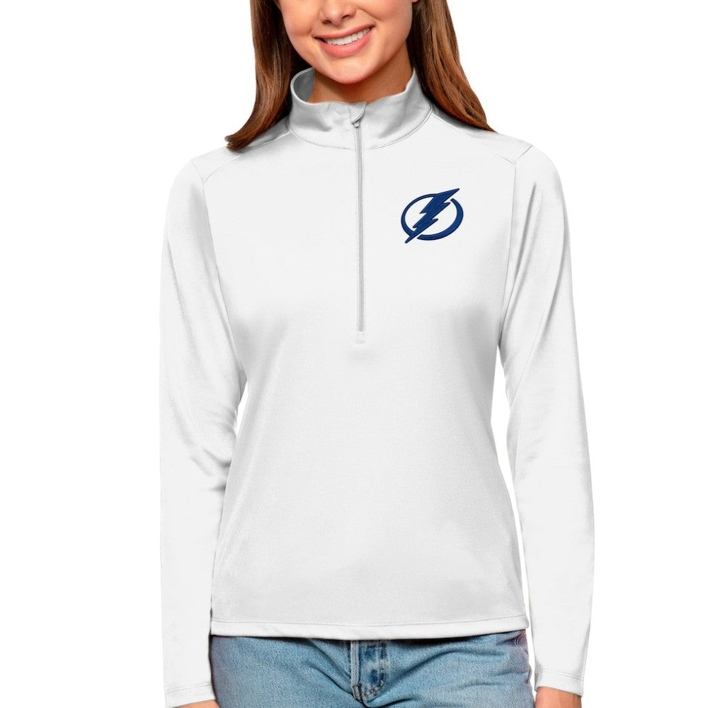 Tampa Bay Lightning Antigua Women's Tribute Quarter-Zip Pullover Top - White - NHL 4807650