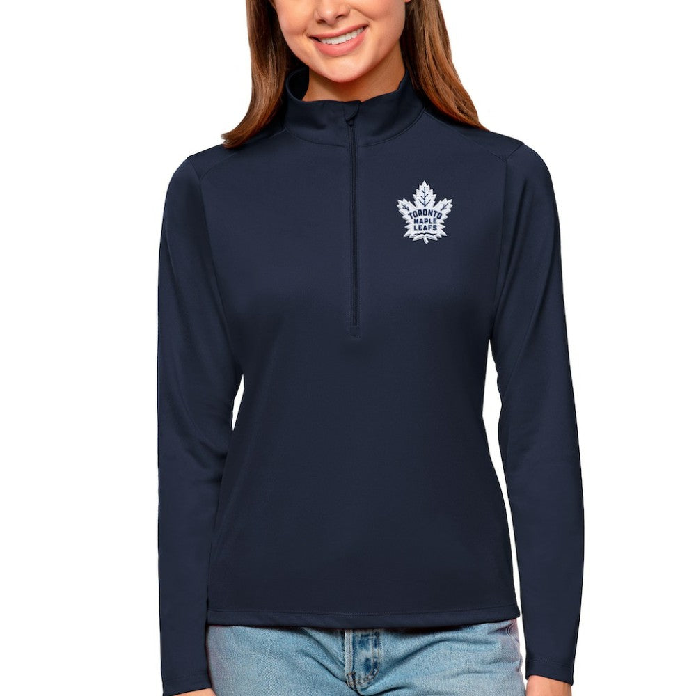 Toronto Maple Leafs Antigua Women's Tribute Quarter-Zip Pullover Top - Navy - NHL 4807653