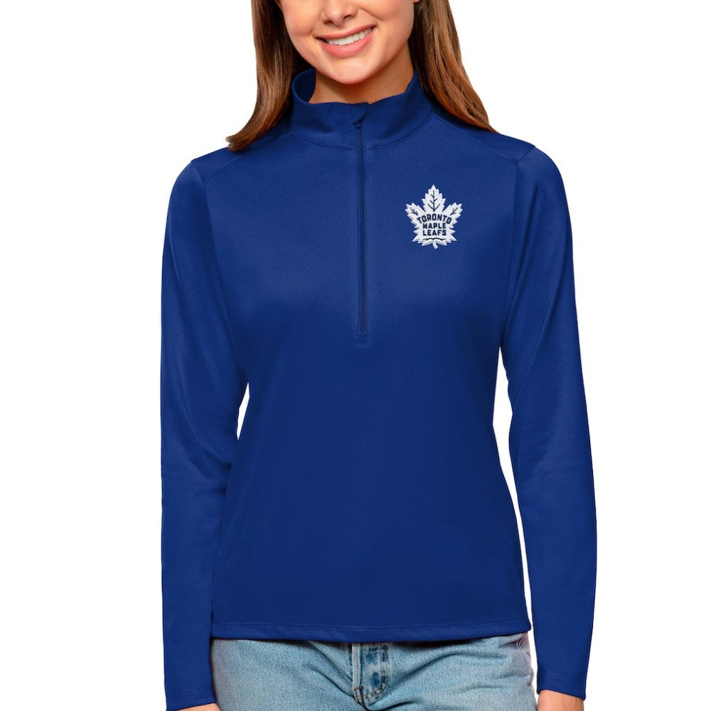 Toronto Maple Leafs Antigua Women's Tribute Quarter-Zip Pullover Top - Royal - NHL 4807654