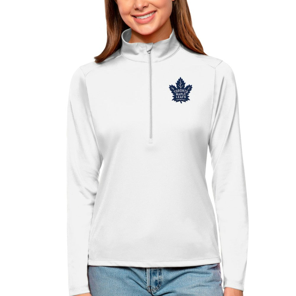 Toronto Maple Leafs Antigua Women's Tribute Quarter-Zip Pullover Top - White - NHL 4807655