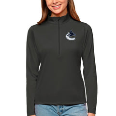 Vancouver Canucks Antigua Women's Tribute Quarter-Zip Pullover Top - Charcoal - NHL 4807657