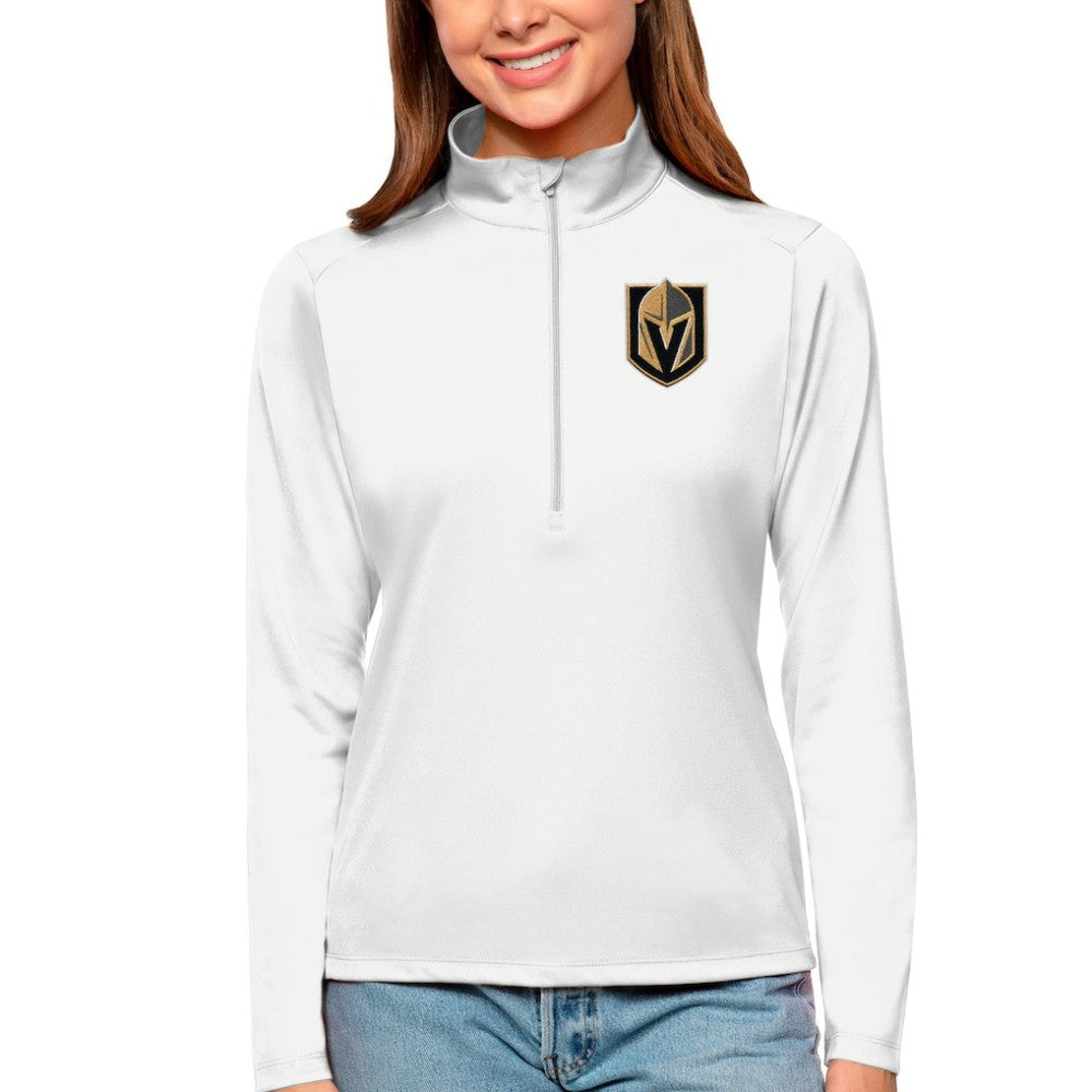 Vegas Golden Knights Antigua Women's Tribute Quarter-Zip Pullover Top - White - NHL 4807662