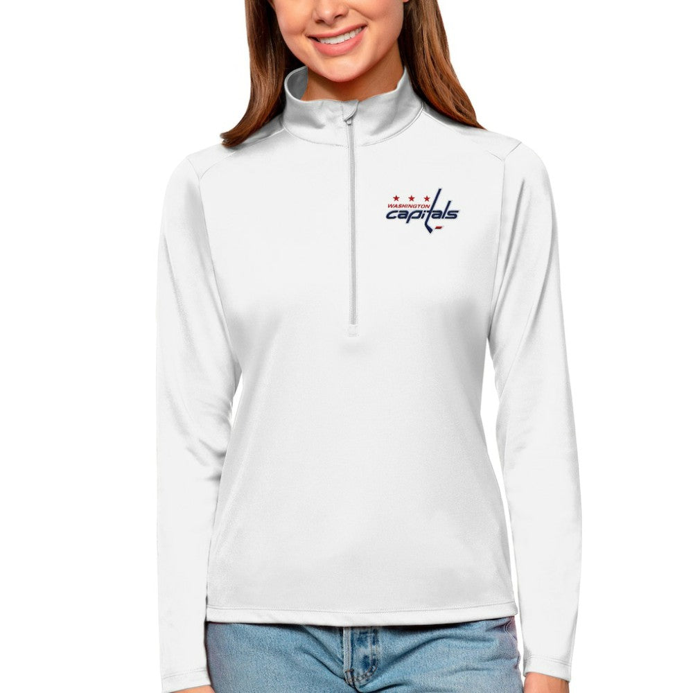 Washington Capitals Antigua Women's Tribute Quarter-Zip Pullover Top - White - NHL 4807667