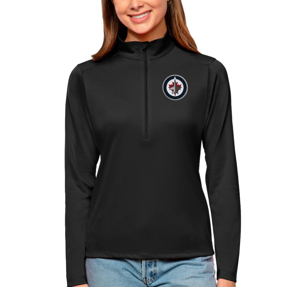 Winnipeg Jets Antigua Women's Tribute Quarter-Zip Pullover Top - Black - NHL 4807668