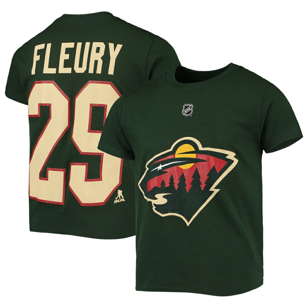 Marc-Andre Fleury Minnesota Wild Youth Player Name & Number T-Shirt - Green - NHL 4807847