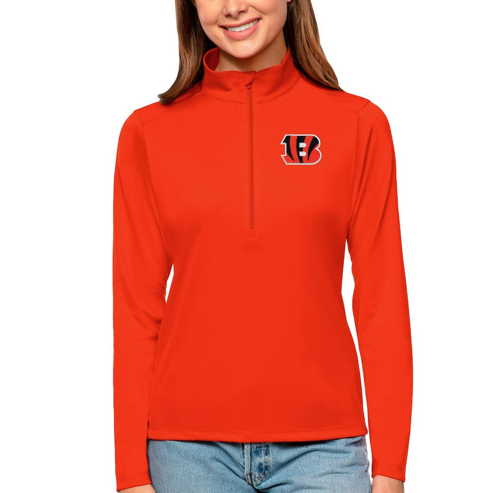 Cincinnati Bengals Antigua Women's Tribute Half-Zip Top Orange