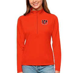 Cincinnati Bengals Antigua Women's Tribute Half-Zip Top Orange