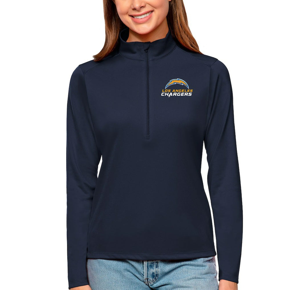 Los Angeles Chargers Antigua Women's Tribute Half-Zip Top Navy
