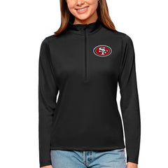 San Francisco 49ers Antigua Women's Tribute Half-Zip Top Black