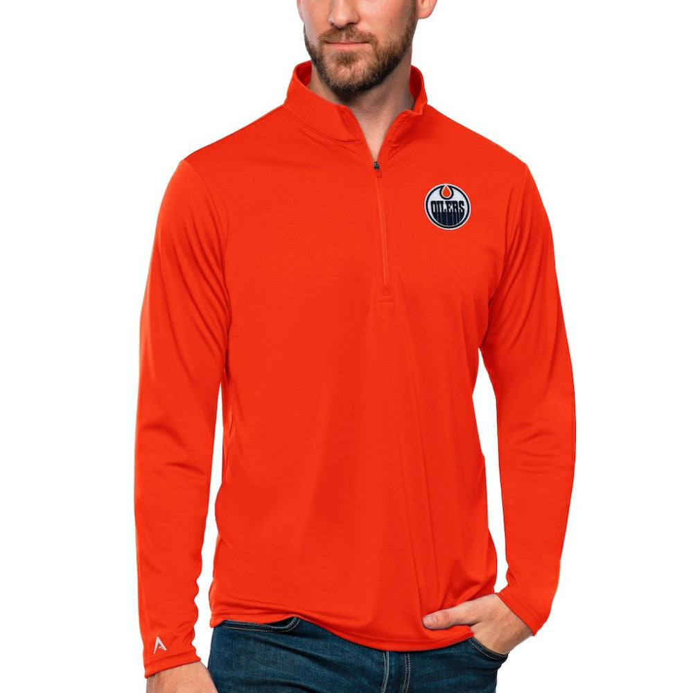Edmonton Oilers Antigua Tribute Quarter-Zip Pullover Top - Orange - NHL 4809080