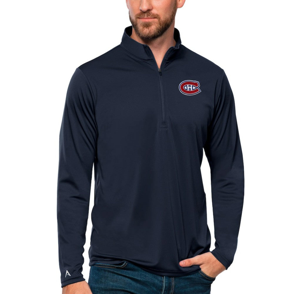 Montreal Canadiens Antigua Tribute Quarter-Zip Pullover Top - Navy - NHL 4809097